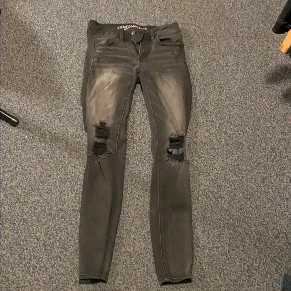 Black ripped skinny jeans from American Eagle